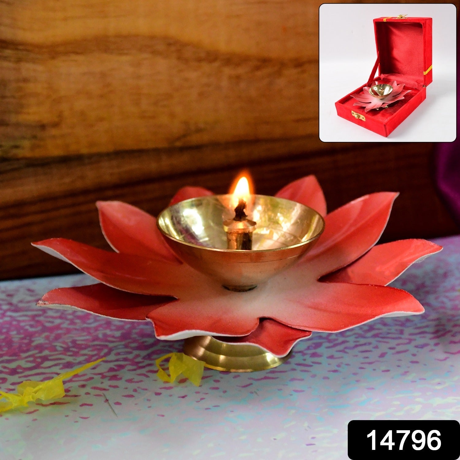 Lotus Shaped Brass Oil Diya Lotus Shaped Brass Oil Diya